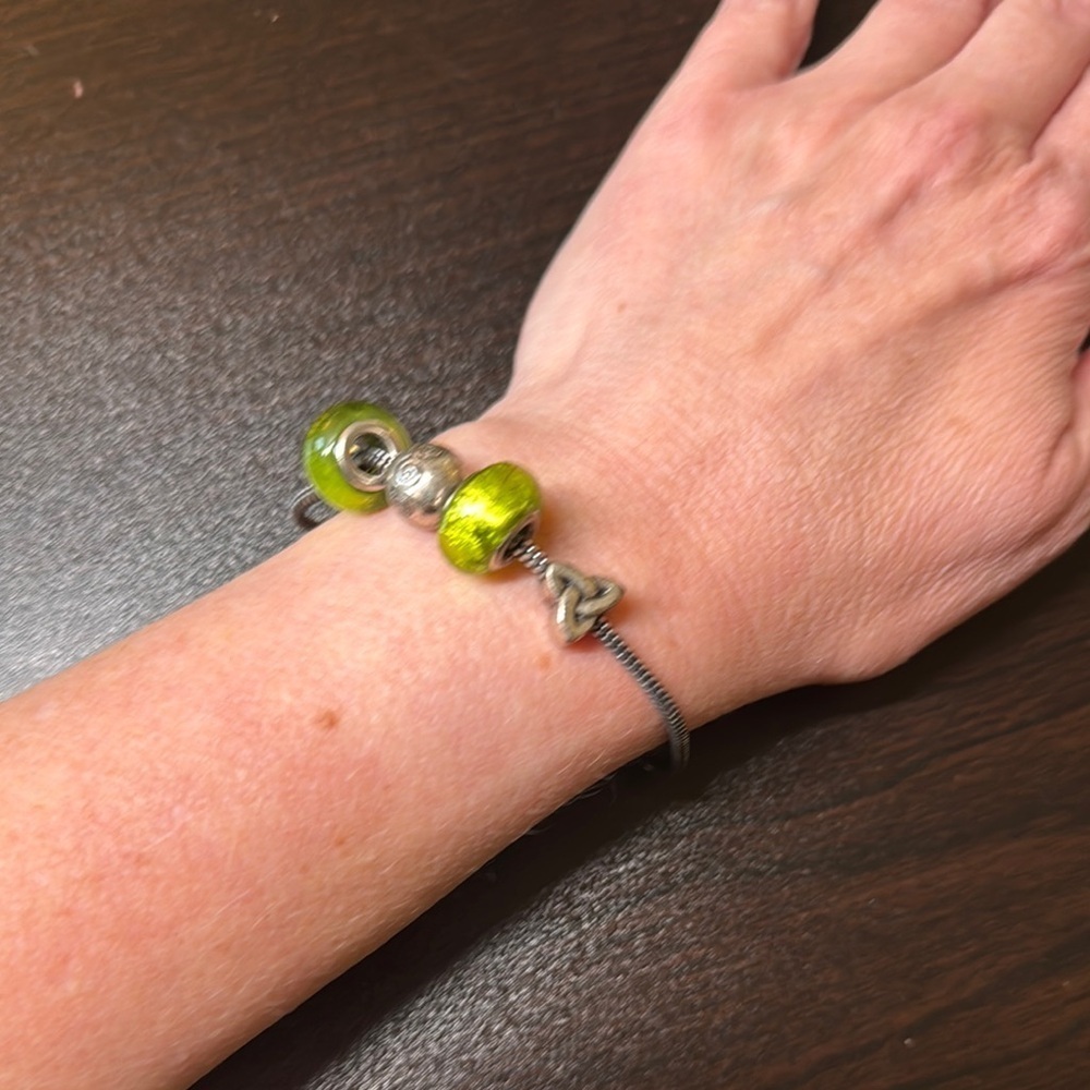 Green and Silver Beaded Bracelet